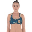 Seamless Pattern Owls Dreaming Cross Back Hipster Bikini Top  View1