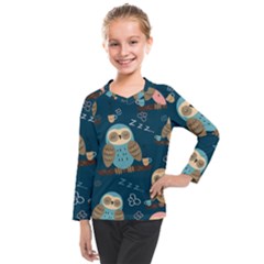 Seamless Pattern Owls Dreaming Kids  Long Mesh Tee