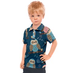 Seamless Pattern Owls Dreaming Kids  Polo Tee