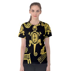 Mexican Culture Golden Tribal Icons Women s Cotton Tee