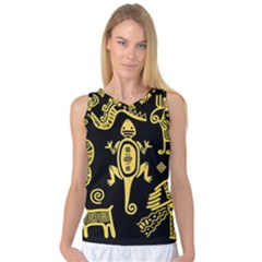 Mexican Culture Golden Tribal Icons Women s Basketball Tank Top by Vaneshart