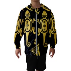 Mexican Culture Golden Tribal Icons Kids  Hooded Windbreaker