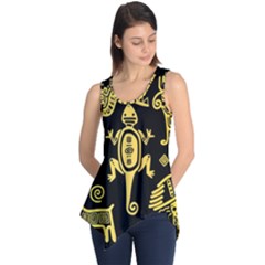 Mexican Culture Golden Tribal Icons Sleeveless Tunic