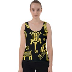 Mexican Culture Golden Tribal Icons Velvet Tank Top