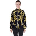 Mexican Culture Golden Tribal Icons Women s High Neck Windbreaker View1