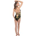 Mexican Culture Golden Tribal Icons Halter Front Plunge Swimsuit View2