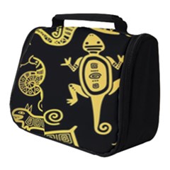 Mexican Culture Golden Tribal Icons Full Print Travel Pouch (Small)