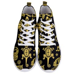 Mexican Culture Golden Tribal Icons Men s Lightweight High Top Sneakers by Vaneshart