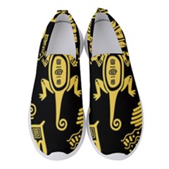 Mexican Culture Golden Tribal Icons Women s Slip On Sneakers by Vaneshart