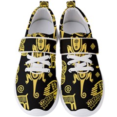 Mexican Culture Golden Tribal Icons Men s Velcro Strap Shoes