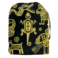 Mexican Culture Golden Tribal Icons Drawstring Pouch (3xl) by Vaneshart