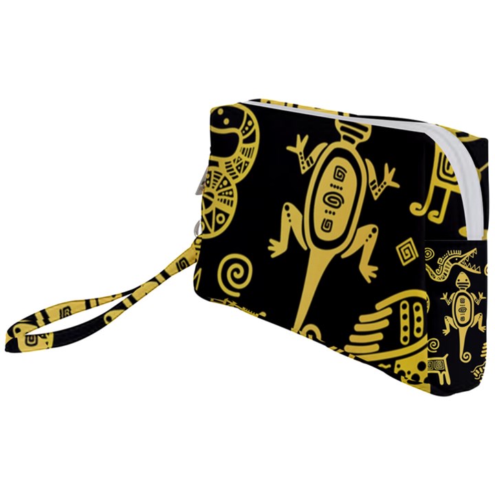 Mexican Culture Golden Tribal Icons Wristlet Pouch Bag (Small)