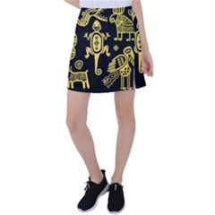 Mexican Culture Golden Tribal Icons Tennis Skirt by Vaneshart