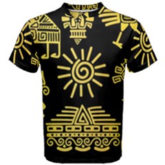 Maya Style Gold Linear Totem Icons Men s Cotton Tee by Vaneshart