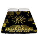 Maya Style Gold Linear Totem Icons Fitted Sheet (California King Size) View1