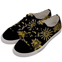 Maya Style Gold Linear Totem Icons Men s Low Top Canvas Sneakers by Vaneshart