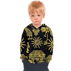 Maya Style Gold Linear Totem Icons Kids  Overhead Hoodie by Vaneshart