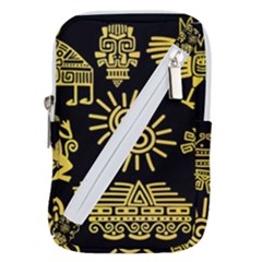 Maya Style Gold Linear Totem Icons Belt Pouch Bag (small) by Vaneshart