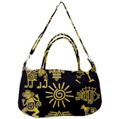 Maya Style Gold Linear Totem Icons Removal Strap Handbag by Vaneshart