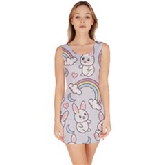 Seamless Pattern With Cute Rabbit Character Bodycon Dress by Vaneshart