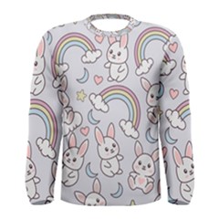 Seamless Pattern With Cute Rabbit Character Men s Long Sleeve Tee by Vaneshart