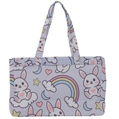 Seamless Pattern With Cute Rabbit Character Canvas Work Bag by Vaneshart