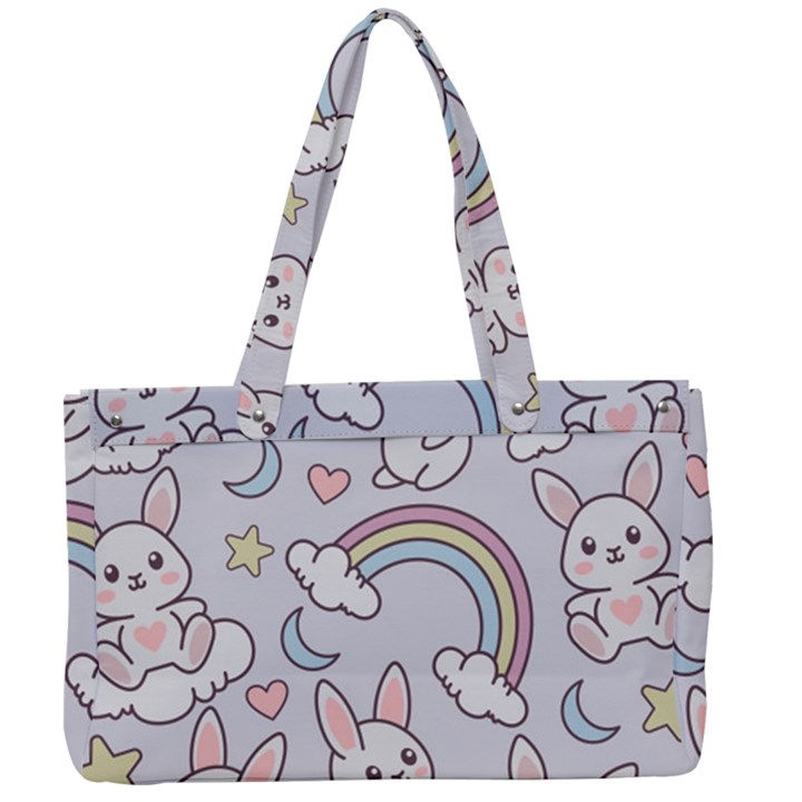 Seamless Pattern With Cute Rabbit Character Canvas Work Bag