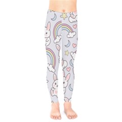 Seamless Pattern With Cute Rabbit Character Kids  Leggings by Vaneshart