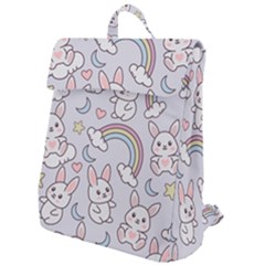 Seamless Pattern With Cute Rabbit Character Flap Top Backpack by Vaneshart