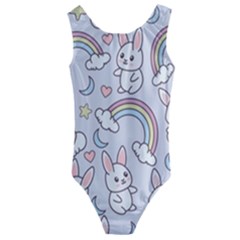 Seamless Pattern With Cute Rabbit Character Kids  Cut-out Back One Piece Swimsuit by Vaneshart