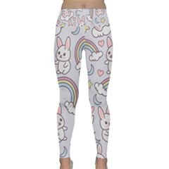 Seamless Pattern With Cute Rabbit Character Lightweight Velour Classic Yoga Leggings by Vaneshart