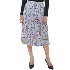 Seamless Pattern With Cute Rabbit Character Classic Velour Midi Skirt  by Vaneshart