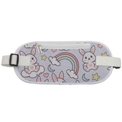 Seamless Pattern With Cute Rabbit Character Rounded Waist Pouch