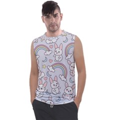 Seamless Pattern With Cute Rabbit Character Men s Regular Tank Top