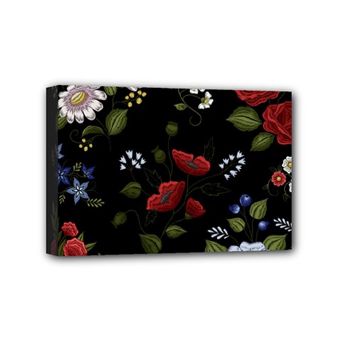 Floral Folk Fashion Ornamental Embroidery Pattern Mini Canvas 6  X 4  (stretched) by Vaneshart