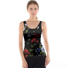 Floral Folk Fashion Ornamental Embroidery Pattern Tank Top by Vaneshart