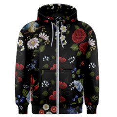 Floral Folk Fashion Ornamental Embroidery Pattern Men s Zipper Hoodie by Vaneshart