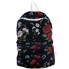 Floral Folk Fashion Ornamental Embroidery Pattern Foldable Lightweight Backpack by Vaneshart