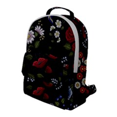 Floral Folk Fashion Ornamental Embroidery Pattern Flap Pocket Backpack (large) by Vaneshart