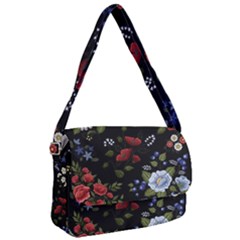 Floral Folk Fashion Ornamental Embroidery Pattern Courier Bag by Vaneshart