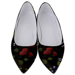 Floral Folk Fashion Ornamental Embroidery Pattern Women s Low Heels by Vaneshart