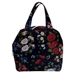 Floral Folk Fashion Ornamental Embroidery Pattern Boxy Hand Bag by Vaneshart