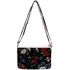 Floral Folk Fashion Ornamental Embroidery Pattern Double Gusset Crossbody Bag