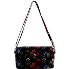 Floral Folk Fashion Ornamental Embroidery Pattern Removable Strap Clutch Bag by Vaneshart