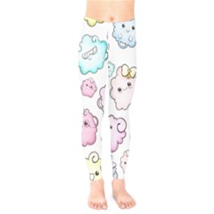 Cute Doodle Cartoon Seamless Pattern Kids  Leggings by Vaneshart