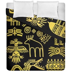 Golden Indian Traditional Signs Symbols Duvet Cover Double Side (california King Size) by Vaneshart