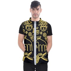 Golden Indian Traditional Signs Symbols Men s Puffer Vest by Vaneshart