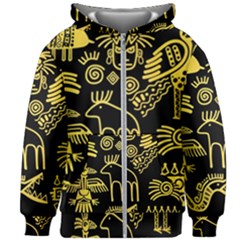 Golden Indian Traditional Signs Symbols Kids  Zipper Hoodie Without Drawstring by Vaneshart