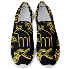 Golden Indian Traditional Signs Symbols Men s Slip On Sneakers