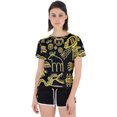 Golden Indian Traditional Signs Symbols Open Back Sport Tee